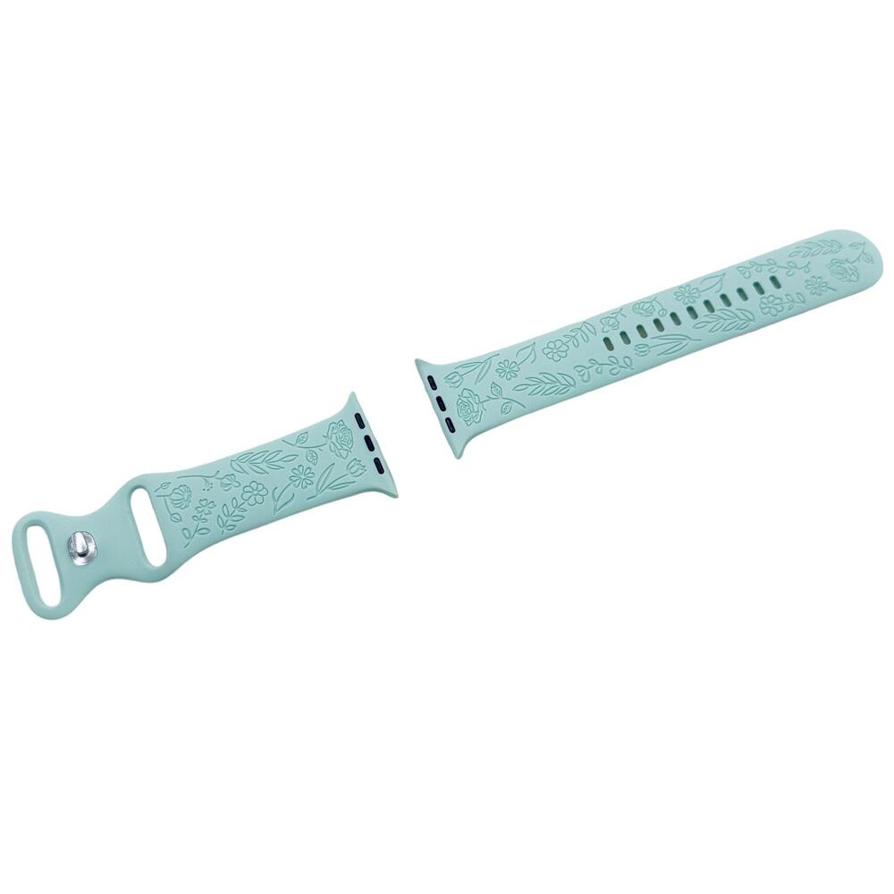 New Cyan Floral Design Apple Watch Bands 38mm 40mm 41mm - Picture 2 of 6